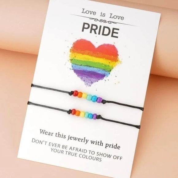 2 pcs LGBT Bead Bracelet Set Pride Adjustable - Picture 1 of 7